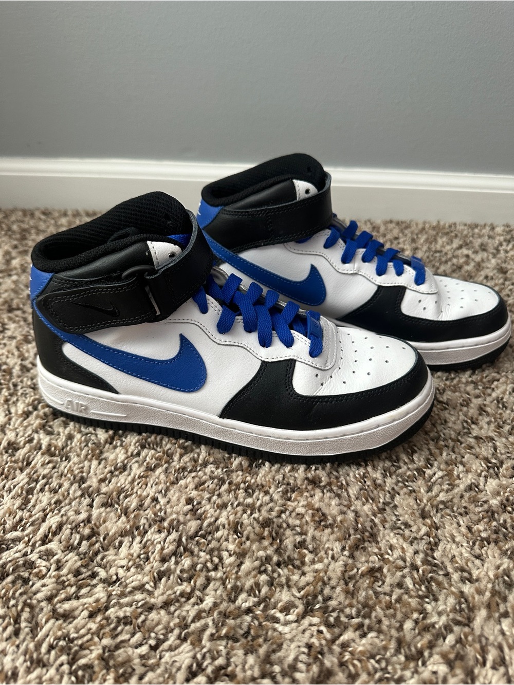Nike Customized Air Force 1 Sneakers - White, Black & Blue